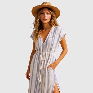 GAP Linen Blend Dreamwell Crinkle‎ Dress NWT Modal Cotton Size L Beachy